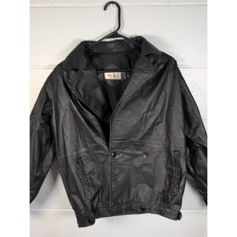 West Bay (Saks Fifth Ave) Women's Black Leather Jacket Size 14